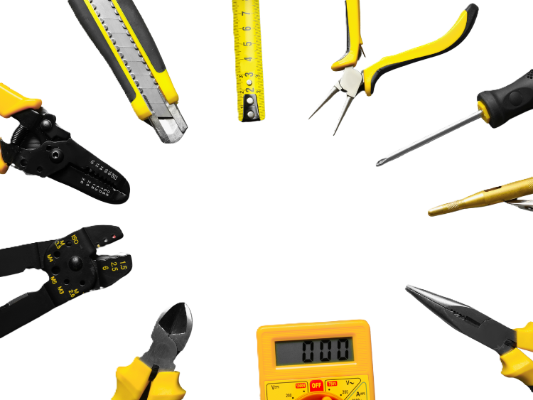 Various tools arranged on a white background
